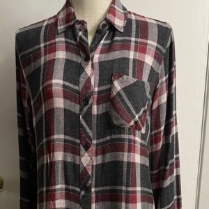 RAILS - Hunter Shirt Cranberry/ Gray Plaid Button Down Flannel Blouse Size S